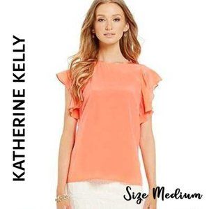 Katherine Kelly SILK Flutter Sleeve Blouse Size M